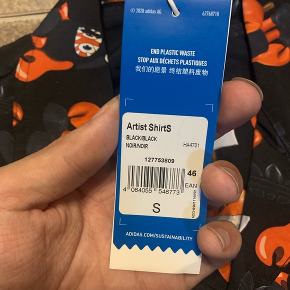 NWT Adidas Philip Colbert Save The Lobster Button Down Shirt Artist Series Small - Picture 4 of 7